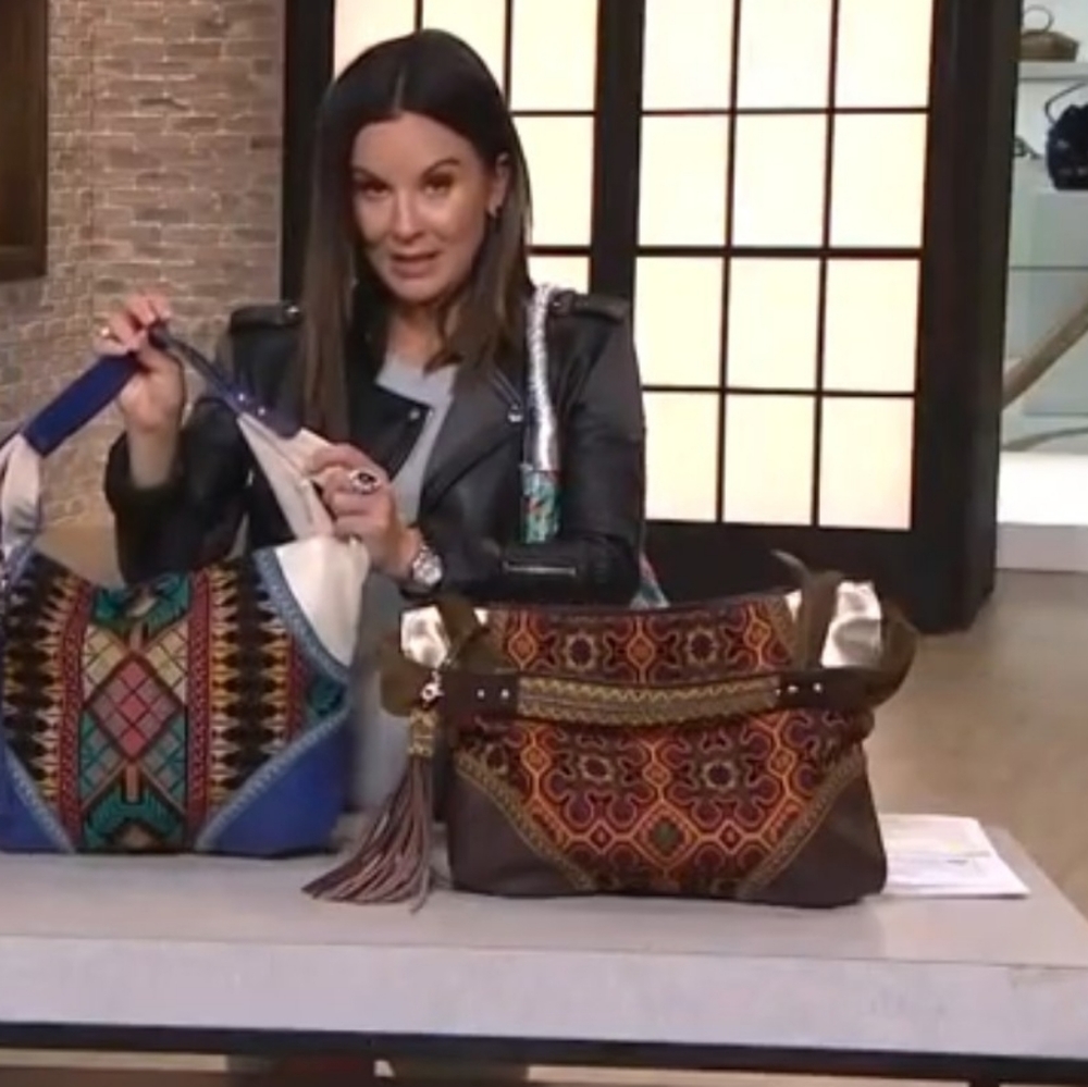 SHARIF 💜 WOW Melange Needlepoint Hobo Boho Bag (Brown) purse💜 - Picture 3 of 16